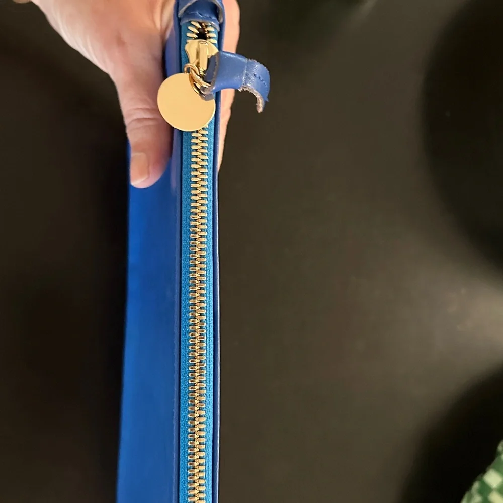 Clare V. Blue Leather Zip Flat Clutch - Picture 3 of 6